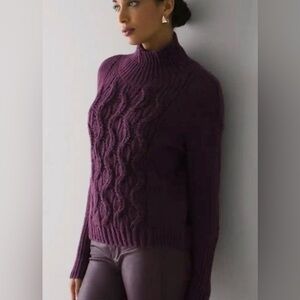 Mock Neck Cable Knit Sweater